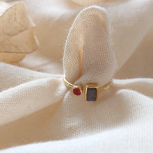 Afbeelding in Gallery-weergave laden, Elegante vergulde 925 zilveren ring met labradoriet en Carneool - Insight Stones