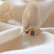 Load image into Gallery viewer, Elegante vergulde 925 zilveren ring met labradoriet en Carneool - Insight Stones