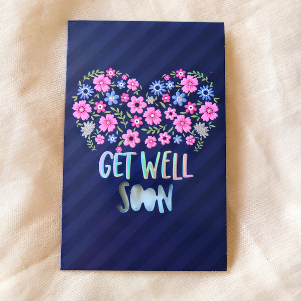 Get well soon kaart - bloemen hart - Insight Stones