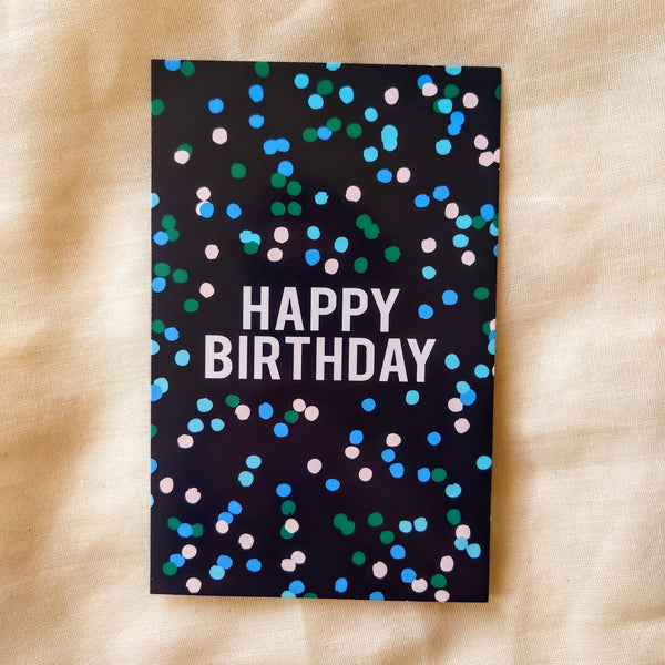 Happy birthday kaart - zwart met stippen - Insight Stones
