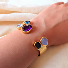 Load image into Gallery viewer, Vergulde armband met geometrische manchet edelstenen - Insight Stones