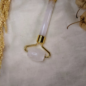 Witte jade massageroller - goud - Insight Stones