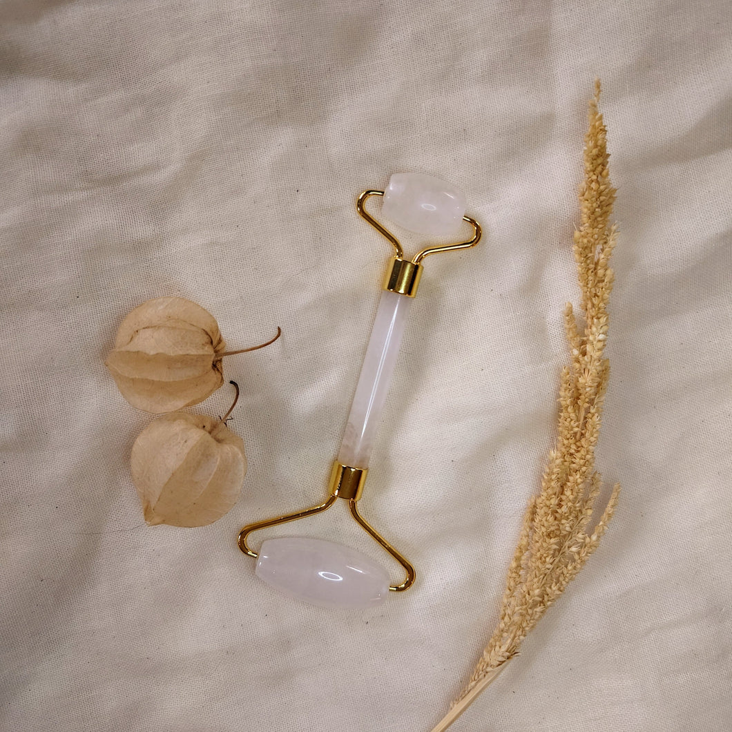 Witte jade massageroller - goud - Insight Stones