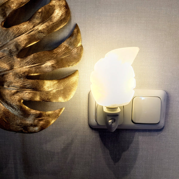 Witte zoutsteen blad nachtlampje - Insight Stones