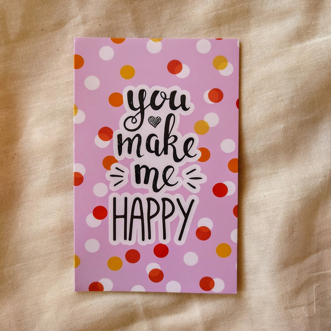 You make me happy kaart - roze met stippen - Insight Stones