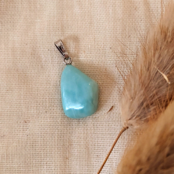 Zilveren hanger met geslepen larimar - 3,4 gram - Insight Stones